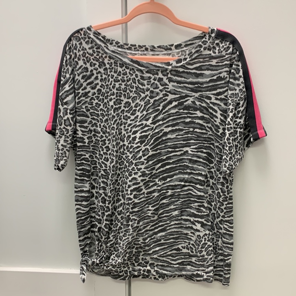 Vintage Havana side-tie leopard print t-shirt- size Large